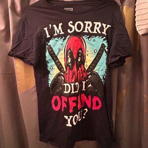 Marvel‎ Deadpool Graphic T-Shirt I'm Sorry Did I Offend You Black Size Small